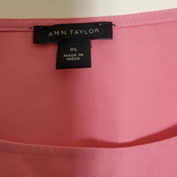 AnnTaylor Pink Blouse with pleated short sleeves Size XL - Picture 2 of 5